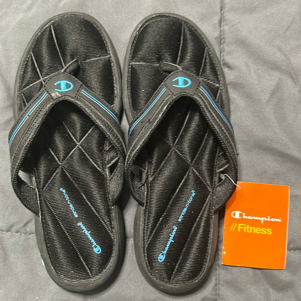 Champion‎ Stride-N-Tone Women Flip Flop Sandal Shoes Black Synthetic Size 7 NEW!
